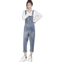 孕妇背带裤秋季外穿牛仔裤子女春秋夏薄款通用简约孕产妇服饰孕妇裤子背带可调背带裤