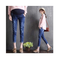 孕妇裤子外穿春秋薄款孕妇打底牛仔裤宽松休闲孕妇装春装托腹可调节孕产妇裤子