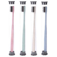 [4支小麦套管]牙刷软毛成人家用家庭装细毛情侣儿童男士款通用简约宝宝牙刷