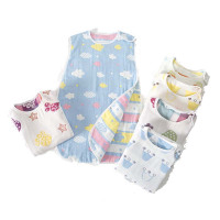 婴儿睡袋宝宝纱布睡袋新生儿童防踢被春夏季款背心式空调通用简约清新孕婴童床上用品