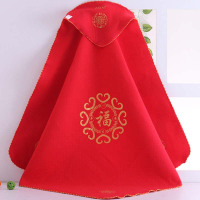 婴儿抱被红色喜庆新生儿包被包巾大红色宝宝抱毯春秋夏薄睡袋四季通用简约孕婴童抱毯