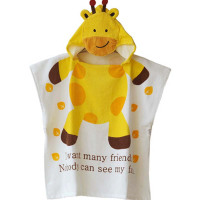 卡通儿童浴巾毛巾料带帽斗篷宝宝披风沙滩巾浴袍套头浴衣可爱卡通孕婴童浴巾浴衣