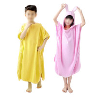儿童沙滩连带帽浴巾套头斗篷婴儿游泳吸水披肩宝宝毛巾料浴衣可爱卡通孕婴童浴衣