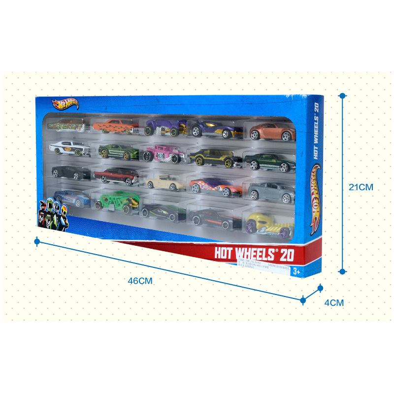 风火轮Hotwheels合金火辣小跑车20辆装H7045轨道车模男孩玩具