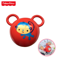 费雪摇铃球宝宝拉拉手柄铃铛球婴幼儿手抓耳朵球充气皮球玩具4寸F0602红色
