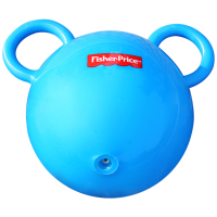 费雪摇铃球宝宝拉拉手柄铃铛球婴幼儿手抓耳朵球充气皮球玩具4寸F0602蓝色