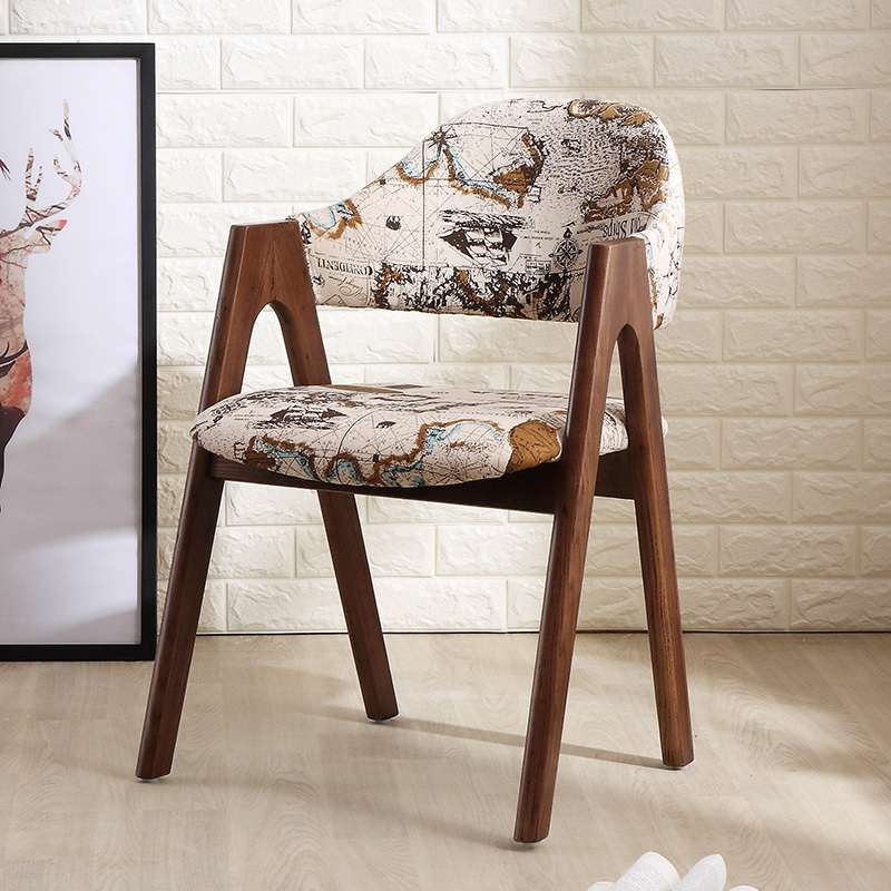 马氏皇庭 简约餐椅 水曲柳餐椅 现代实木餐椅实木椅子 休闲接待椅