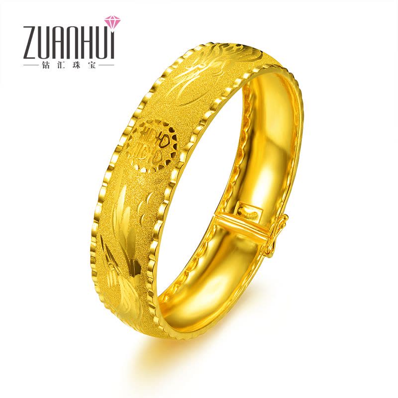 ZUANHUI钻汇珠宝 黄金手镯 999足金婚庆 喜结良缘结婚龙凤手镯 黄金一对结订婚送礼图片
