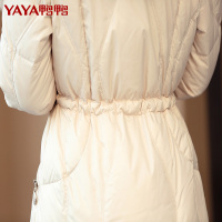 鸭鸭新款连帽羽绒服女中长款毛领加厚加长修身大码韩版外套B-933