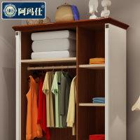 地中海实木衣柜 整体三门大衣柜 板式组装衣柜 卧室衣橱板式简易家具