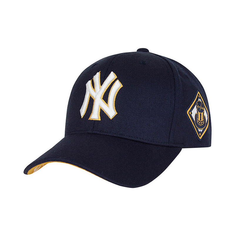MLB（洋基队） M棒球男女NY金丝边棒球帽 可调节款 深蓝黄色边