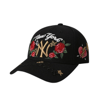 MLB(洋基队) NY花朵刺绣款 棒球帽可调节款弯檐帽