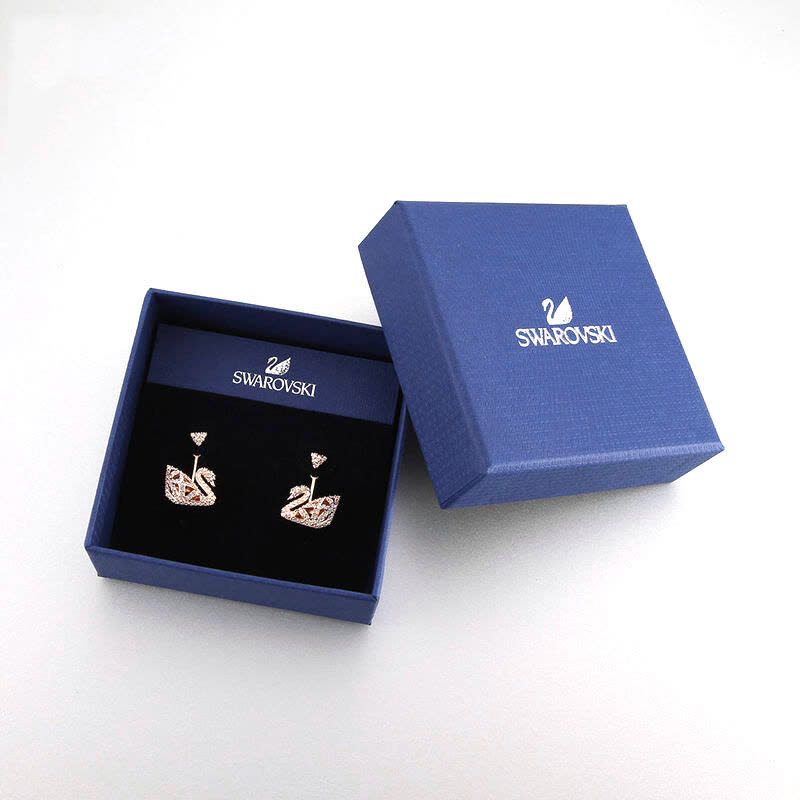 施华洛世奇（Swarovski）Facet Swan 穿孔耳环 镀玫瑰金色图片