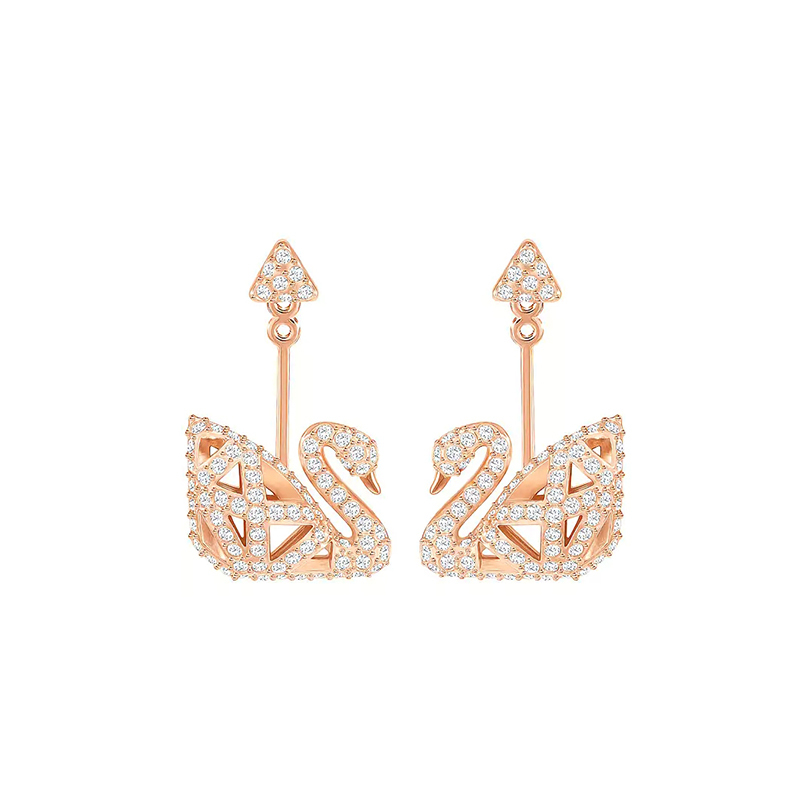 施华洛世奇（Swarovski）Facet Swan 穿孔耳环 镀玫瑰金色