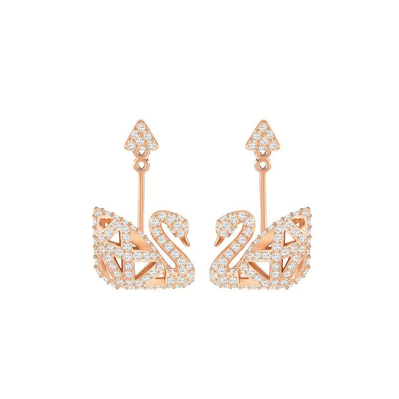 施华洛世奇（Swarovski）Facet Swan 穿孔耳环 镀玫瑰金色图片