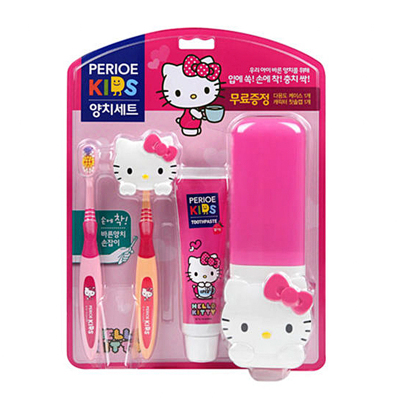 韩国LG瑞傲儿童牙膏牙刷套装KITTY版(四件套)