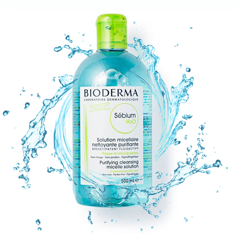 BIODERMA贝德玛净妍控油洁肤液500ml 深层清洁洁肤水/油 温和不刺激各种肤质通用卸妆水 法国进口