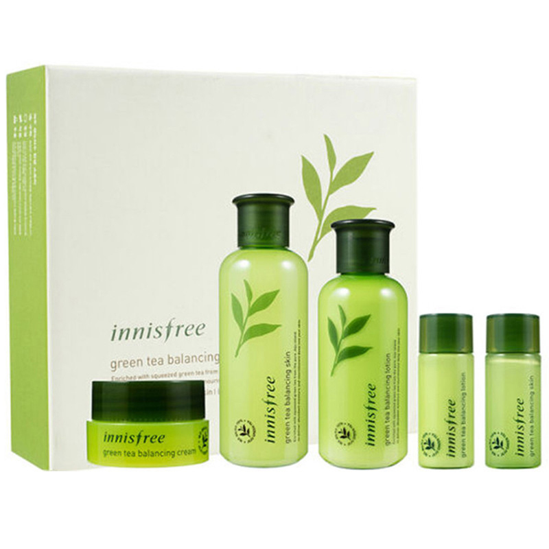 Innisfree 悦诗风吟绿茶精粹平衡保湿5件护肤组合套装 滋润修护通用 控油补水干性洗护套装化妆品 韩国进口