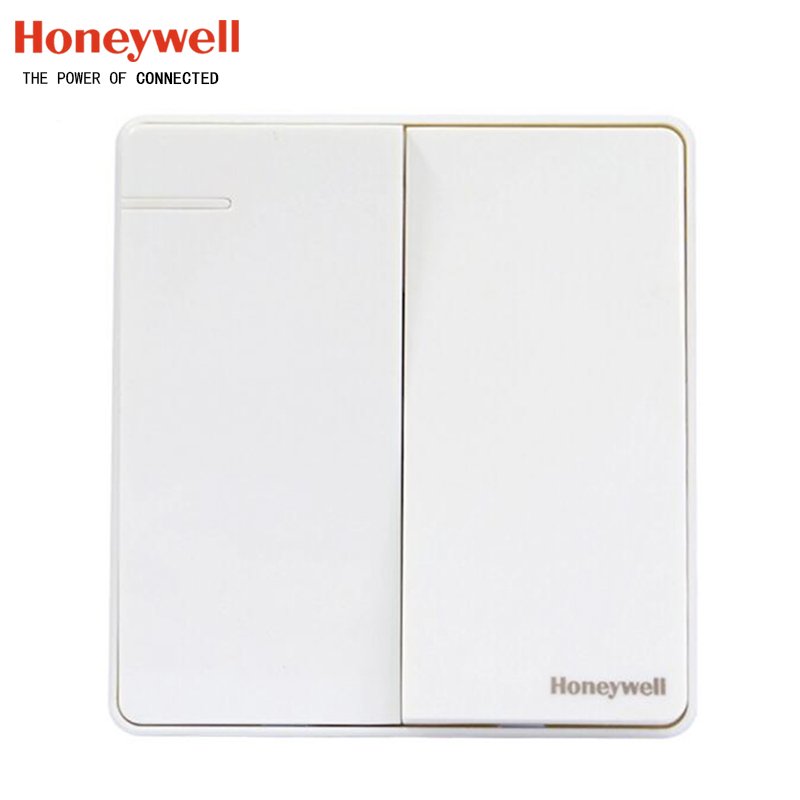 霍尼韦尔 开关 开关插座面板优雅系列白色双控开关86型双联双控开关面板 带荧光