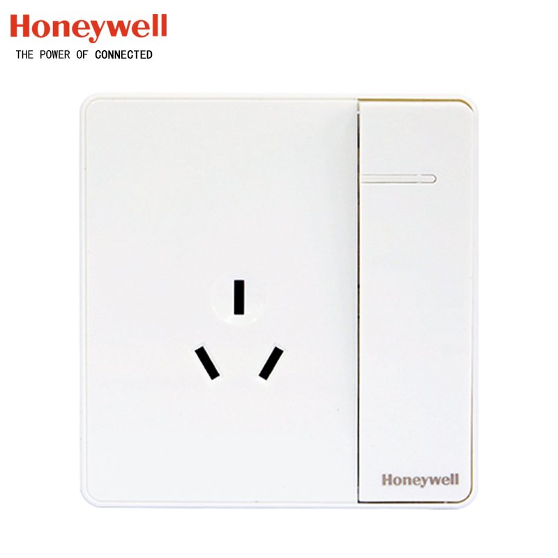 霍尼韦尔开关插座面板优雅系列白色16A三孔一开带保护门空调插座