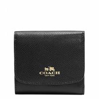 COACH 蔻驰 女款黑色皮质短款钱包钱夹 53779