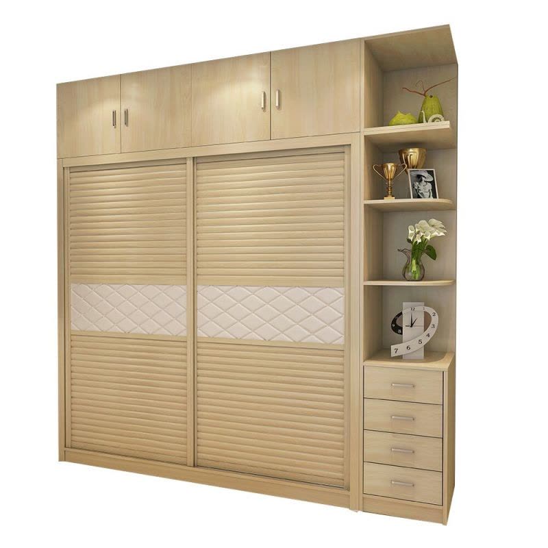 【苏宁好店】约现代板式衣柜移门整体木衣柜推拉门卧室大衣柜两趟门组合衣橱木质简约现代图片