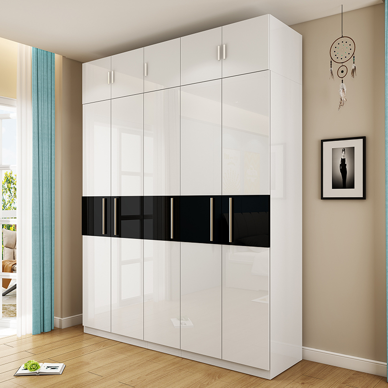 巧妈妈整体组合烤漆五门衣柜 时尚简约现代板式卧室家具拉门衣橱