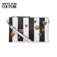 VERSACE范思哲女包女士单肩包拉链斜跨小方包纯色斑马纹爱心手拿包相机包肩带 黑白拼色