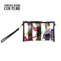 VERSACE范思哲女包女士手提单肩包拉链斜跨美杜莎包条纹花色小号手拿包相机包肩带 黑色