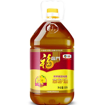 福临门纯香菜籽油5L升桶装非转基因压榨家用健康炒菜食用植物粮油