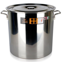 商用不锈钢桶带盖汤桶储水桶米桶圆桶食用油桶 2.5厚无磁砂光方管耳35cm