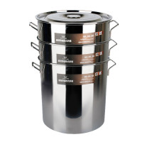 商用不锈钢桶带盖汤桶储水桶米桶圆桶食用油桶 2.0厚无磁亮光实心耳40cm