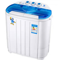 纳丽雅双桶迷你洗衣机小型半全自动双缸家用母婴儿童洗脱一体_鸭子蓝色(jhp)