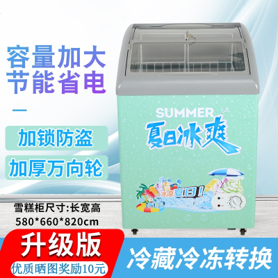 纳丽雅小型雪糕柜展示冰柜商用卧式圆弧冷藏冷冻小冰箱玻璃冷柜_套餐一
