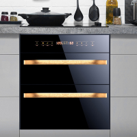 邦可臣嵌入式消毒柜家用小型厨房橱柜三层120L大容量高温消毒碗柜镶嵌式_旗舰款八功能烘干红紫外线两层100升金拉手