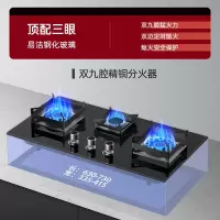 志高CHIGO燃气灶家用三眼煤气灶天然气嵌入式炉具液化气三头猛火灶炉头_顶配三头双九腔猛火分火器定时熄火免扩孔_天然气