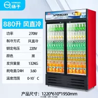 扬子饮料展示柜冷藏冰柜保鲜双开门冷饮冷柜商用单门啤酒冰箱立式_880L双门黑红风直冷款-官方正品