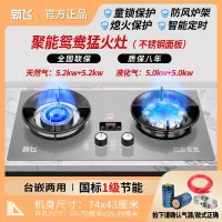 新飞煤气灶双灶燃气灶家用嵌入式天然气灶台式液化气灶猛火灶炉具_标配升级-不锈钢聚能鸳鸯灶定时电显防烫_天然气