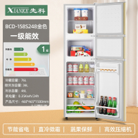 先科SAST一级节能小冰箱家用小型宿舍租房用迷你省电办公室双门电冰箱_金色三门248玻璃隔板一级能效加厚升级