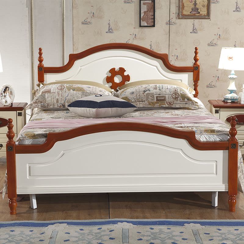 淮木 地中海风格实木床 美式大床婚床客厅卧室欧式田园其他非人造板实木图片