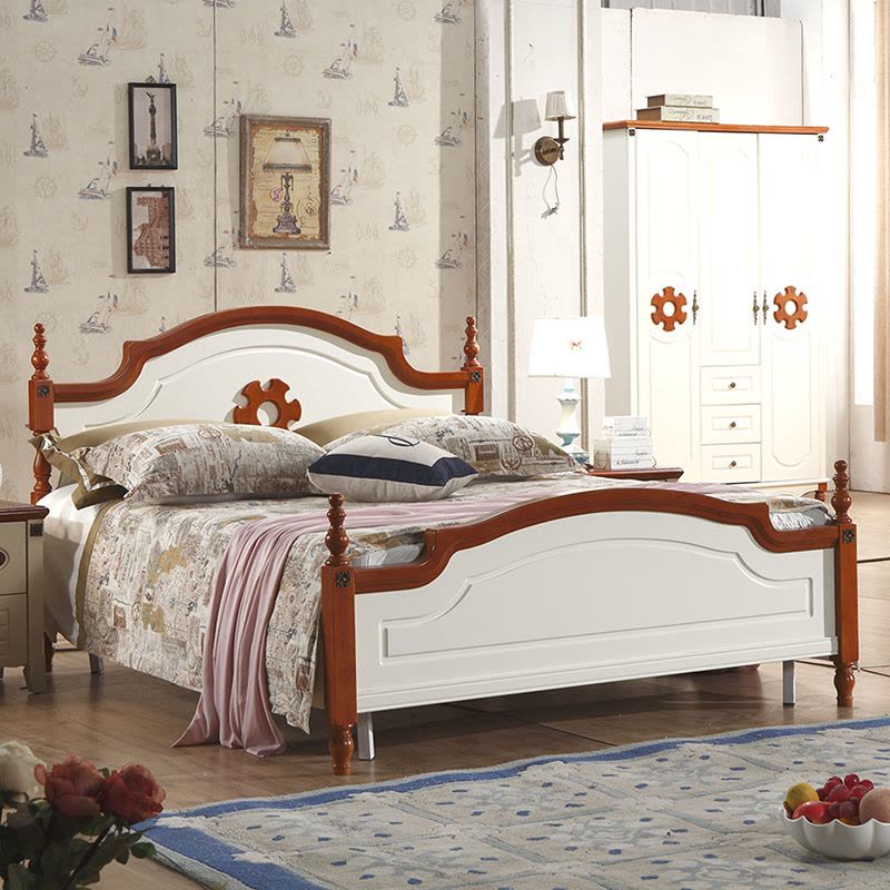 淮木 地中海风格实木床 美式大床婚床客厅卧室欧式田园其他非人造板实木图片