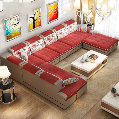 淮木转角皮布沙发