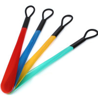 林檎提手塑料鞋拔子47CM多彩塑料短鞋拔鞋抽提鞋器穿鞋器塑料结实鞋拔一支 随机发货送女朋友老婆生日礼物