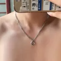 项链高街男士情侣潮流嘻哈钛钢古巴链高级感挂饰吊坠锁骨链女配饰