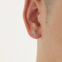 S925纯银镶钻蓝色恶魔之眼耳钉迷你闪锆男女轻奢高级感百搭耳饰送女朋友老婆情人节七夕生日礼物