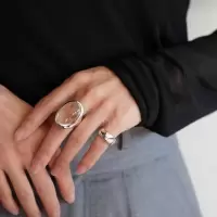 欧美夸张个性轻奢开口指环百搭小众设计透明水滴戒指女新品手饰品