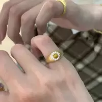 复古中古风拉丝虎眼石微镶锆石戒指女轻奢小众高级感百搭新品手饰
