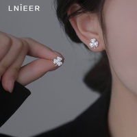 999纯银幸运三叶草耳钉女小众设计闪钻耳环养耳洞洗睡免摘银耳饰送女朋友老婆情人节七夕生日礼物