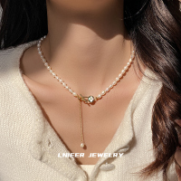 四叶草天然淡水珍珠项链女巴洛克小米珠珍珠锁骨链2025新款颈链送女朋友老婆情人节七夕生日礼物