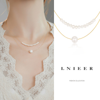 天然淡水珍珠双层项链女轻奢高级设计感夏小众叠戴锁骨链颈链送女朋友老婆情人节七夕生日礼物